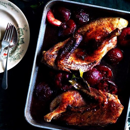 Anatra al forno con uva