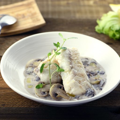 Merluzzo con crema ai funghi