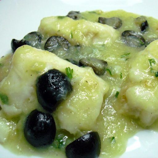 Merluzzo al forno con le olive